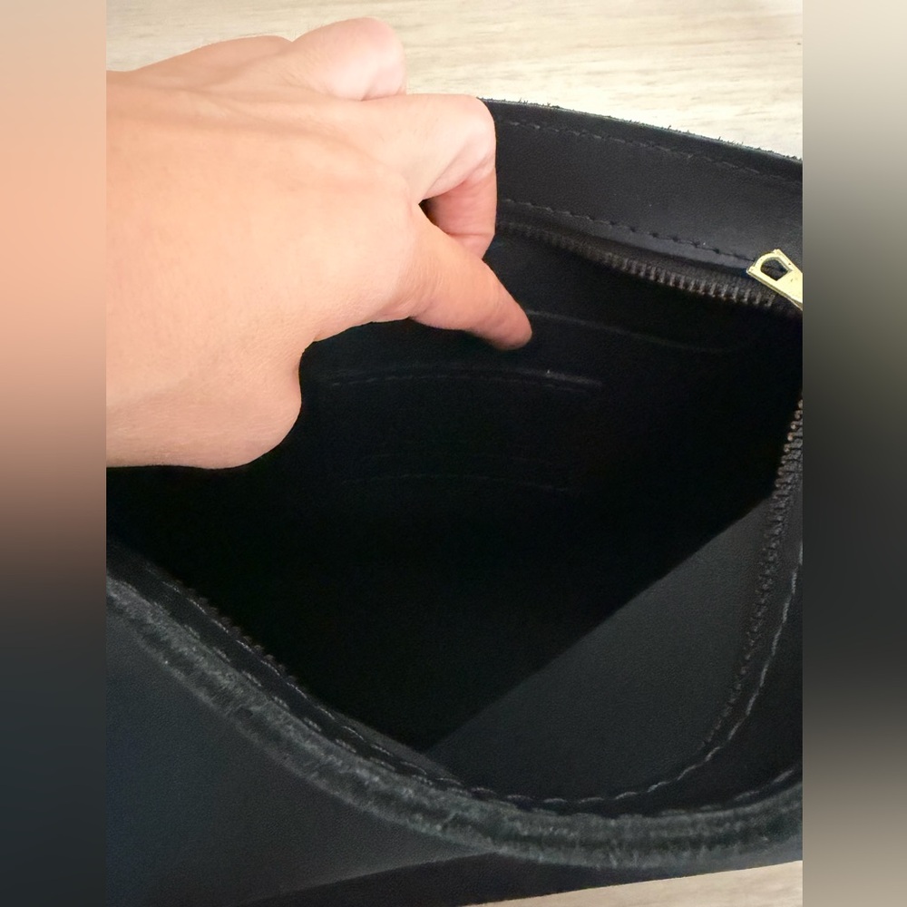 Portland Leather Goods Triangle Shoulder Bag Black Hobo Slouchy Minimalist - Picture 8 of 11